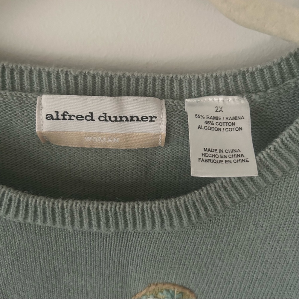 Vintage Alfred Dunner butterfly embroidered short sleeved ramie cotton sweater - Picture 3 of 7